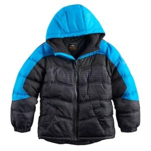 Boys Turquoise Black Pacific Trail Puffer Jacket